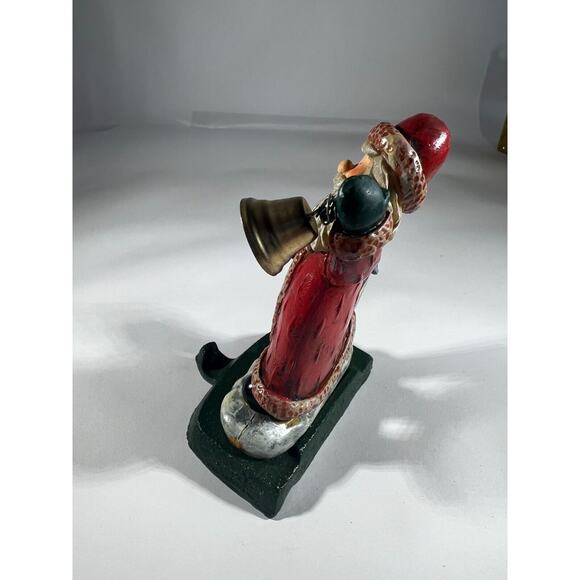 Vintage Christmas Stocking Holder K's Collection Santa Birdhouse Bell Metal - Picture 3 of 10